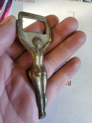 Vintage Bottle Opener Naked Woman Nude brass lady Bar Tool 4 