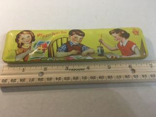 Vintage Tin Litho Kids / Table Paint Box Made In England Water Color