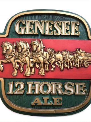 Vintage Genesee 12 Horse Ale Beer Advertising Sign Clydesdale Horses