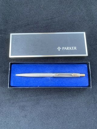 Vintage Parker Classic Sterling Silver Cap & Barrel Ball Pen With Box