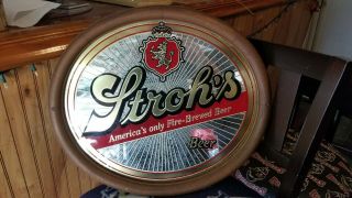 Vintage And Rare Stroh’s Beer Sign Mirror