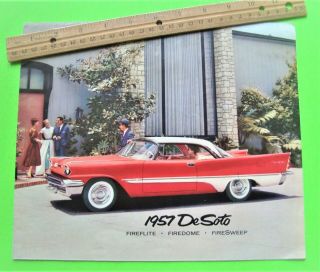 1957 Desoto Big Color Folder Brochure Fireflite Convertible Firedome V - 8 Xlnt,