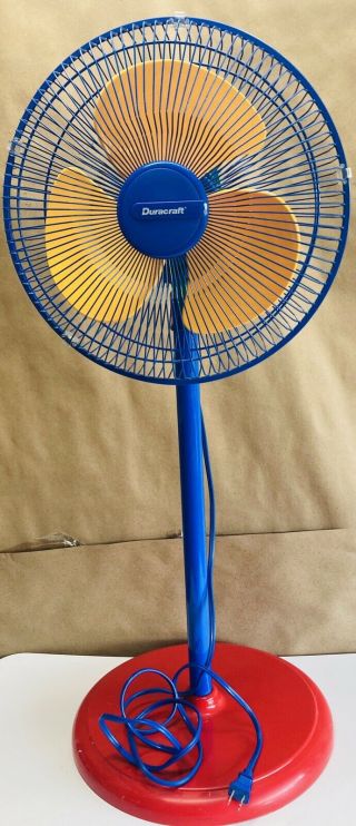 Vintage Fan Duracraft Ds - 1502 Colorful 3ft Oscillating Multi Speed 80’s In￼spire