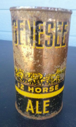 Vintage Genesee 12 Horse Ale Flat Top Beer Can Instruction Keglined Rochester Ny