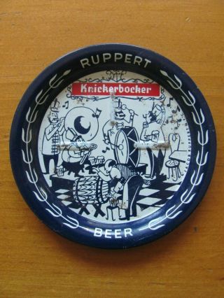 Vintage Ruppert Knickerbocker Beer Metal Tip Tray Music Band Graphics Ny