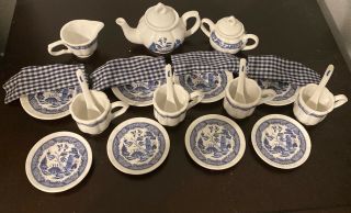 Vintage 25 Pc Blue Willow Miniature Tea Set