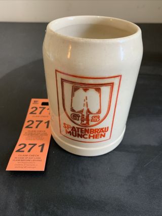 Vintage German Beer Mug Stein Spatenbrau Munchen Stoneware West Germany