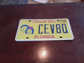 2006 Choose Life Florida Specialty License Plate Bright Yellow 2