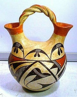 Vintage Alcoma Southwestern Pottery Native American Wedding Vase