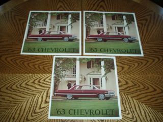 (3) 1963 Chevrolet Sales Brochures - Impala Bel Air Wagons 16 Pages