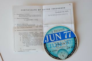 Vintage June 1977 Tax Disc For 