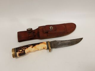 Schrade Usa 153uh Golden Spike Hunting Knife W/ Leather Sheath See Pictures (1)