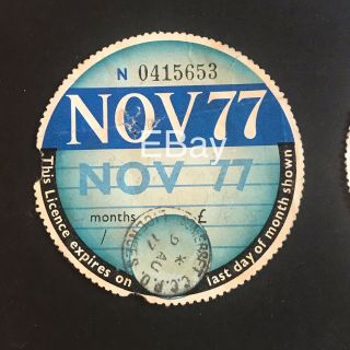 Vintage Motor Car Tax Disc November 1977 Faded Blank For You To Fill In