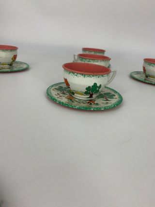13 PC Vintage Ohio Art Co Tin Farm Children ' s Tea Set Play Dishes 2