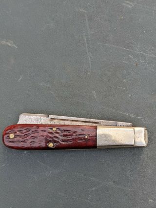 Vintage 1940 - 64 Case Xx 6205r Barlow Knife Red Bone One Arm Razor Long Pull