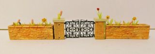 Vintage Britains Floral Garden 2 Brick Walls Gate & Gate Posts Set With Flowers