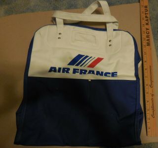 Vintage Air France Airline Carry On Bag Blue And White Color Zipper Closure
