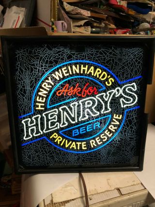Lighted Beer Light Sign " Henry Weinhard 