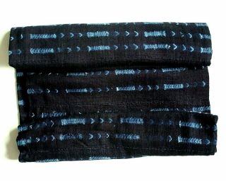 Vtg Hand Woven & Dyed Strip Textile Indigo Mud Cloth Mali West Africa 56 " X42 "