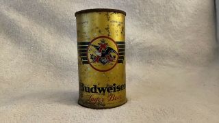 Budweiser Opening Instruction Flat Top Keglined Beer Can 1936