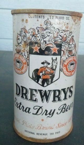 Vintage Drewrys Extra Dry Flat Top Beer Can Instruction Keglined Irtp