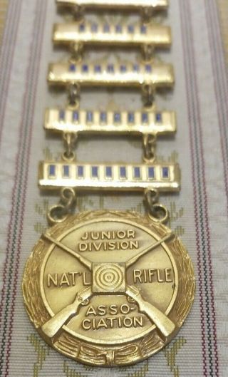National Rifle Association Junior Division SharpShooter 9 - Bar Medal Pin RARE 2