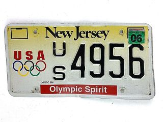 Jersey Olympic Spirit License Plate Specialty Vtg Car Tag Man Cave Garage