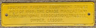 Vintage 1969 Southern Railway Equipment Trust Embossed Metal Sign