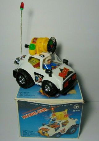 Vtg 1980s Battery Operated Patrol Car Space Toy By Cheng Ching Toys Box