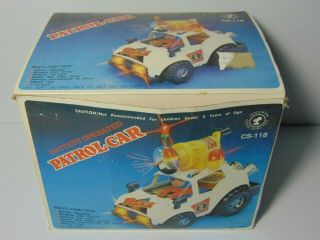 Vtg 1980s BATTERY OPERATED PATROL CAR SPACE TOY BY CHENG CHING TOYS BOX 2