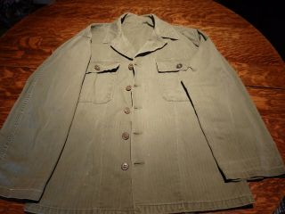Vintage Wwii Us Army Herringbone Twill Shirt/jacket Size 34 - 36