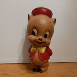 Vintage Sun Rubber Co.  Porky The Pig Soft Rubber Squeak Toy