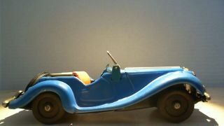 Vintage Blue Bandai Japan Tin Litho Friction Mg Convertible Roadster
