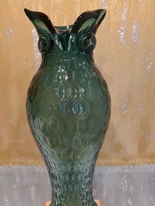 Vintage Tall Murano Style Glass Owl Vase 15 inches tall 2