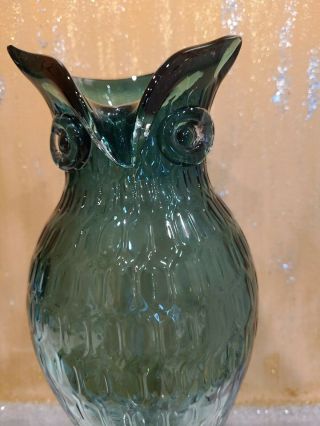 Vintage Tall Murano Style Glass Owl Vase 15 inches tall 3