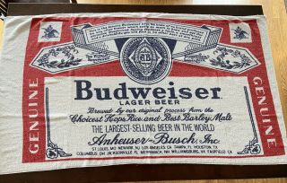 Vintage Budweiser Beer Bottle Label Beach Towel 56” X 31”
