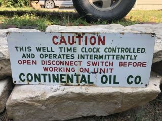 Porcelain Continental Oil Co.  Sign Vintage Conoco Gas Oil
