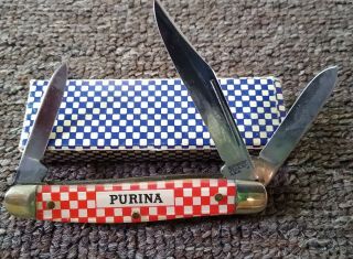 Vintage Purina Feeds Chows " Kutmaster " 3 - Blade Pocket Knife