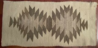 Vintage Hand Woven Wool Navajo Textile,  Blanket Wall Hanging Rug 38 " X 18 "