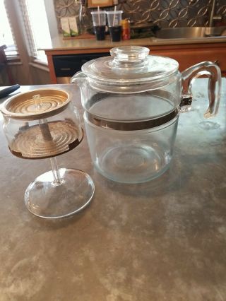 Vintage Pyrex Glass Coffee Pot 6 Or 9 Cup Flameware Percolator 7759 B Complete