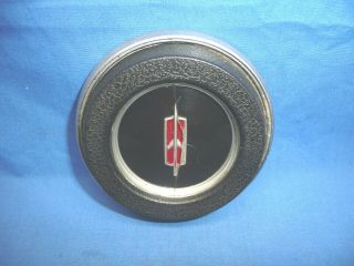 Vintage 1969 - 77 Oldsmobile 4 Spoke Steering Wheel Horn Button Cap Black Sct10d