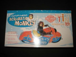 2002 Harley - Davidson Tin Toy Friction Motorcycle W/ Acrobatic Monkey