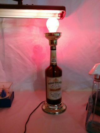 Vintage Hiram Walker Brandy 1 Litter Bottle Lamp Red Bulb