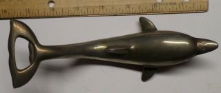 Vintage Brass Dolphin Bottle Cap Opener - Pop Or Screw Off Caps