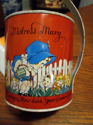 Vintage Mistress Mary Quite Contrary Child’s Toy Watering Can / Nursery Rhyme
