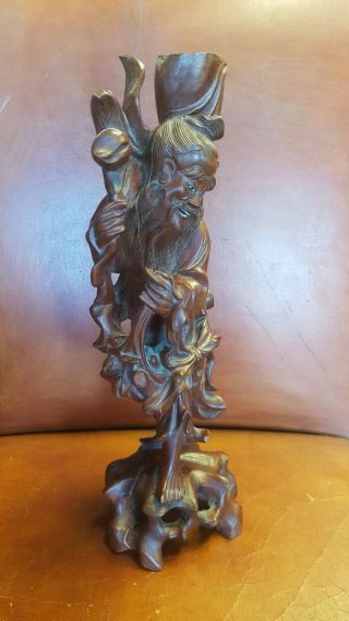 Antique Chinese Root Carving Of An Elder 14.  25 " Wood Carving