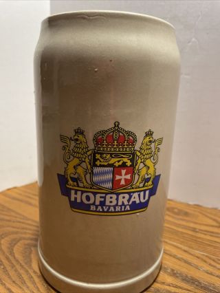 1 Liter German Ceramic Beer Mug/stein Hofbrau Bavaria Crown Crest Label