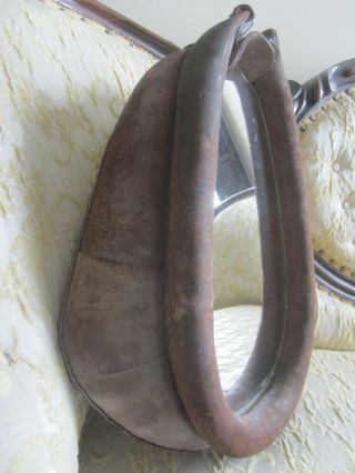 Vintage Horse Collar Mirror Leather With Ticking