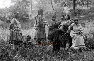 1900s Native American Indian Women Children Glass Photo Camera Negative 4 - Bb