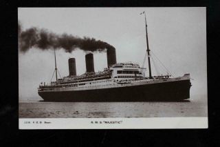 White Star Line Rms Majestic Real Photo Postcard Fgo Stuart Card